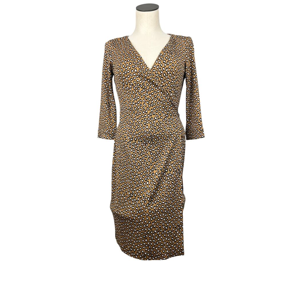 Diane Von Furstenberg Vintage 80s Brown Patterned Italian Silk Wrap Dress 4